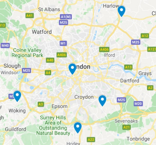 Map of London Helicopter Tours